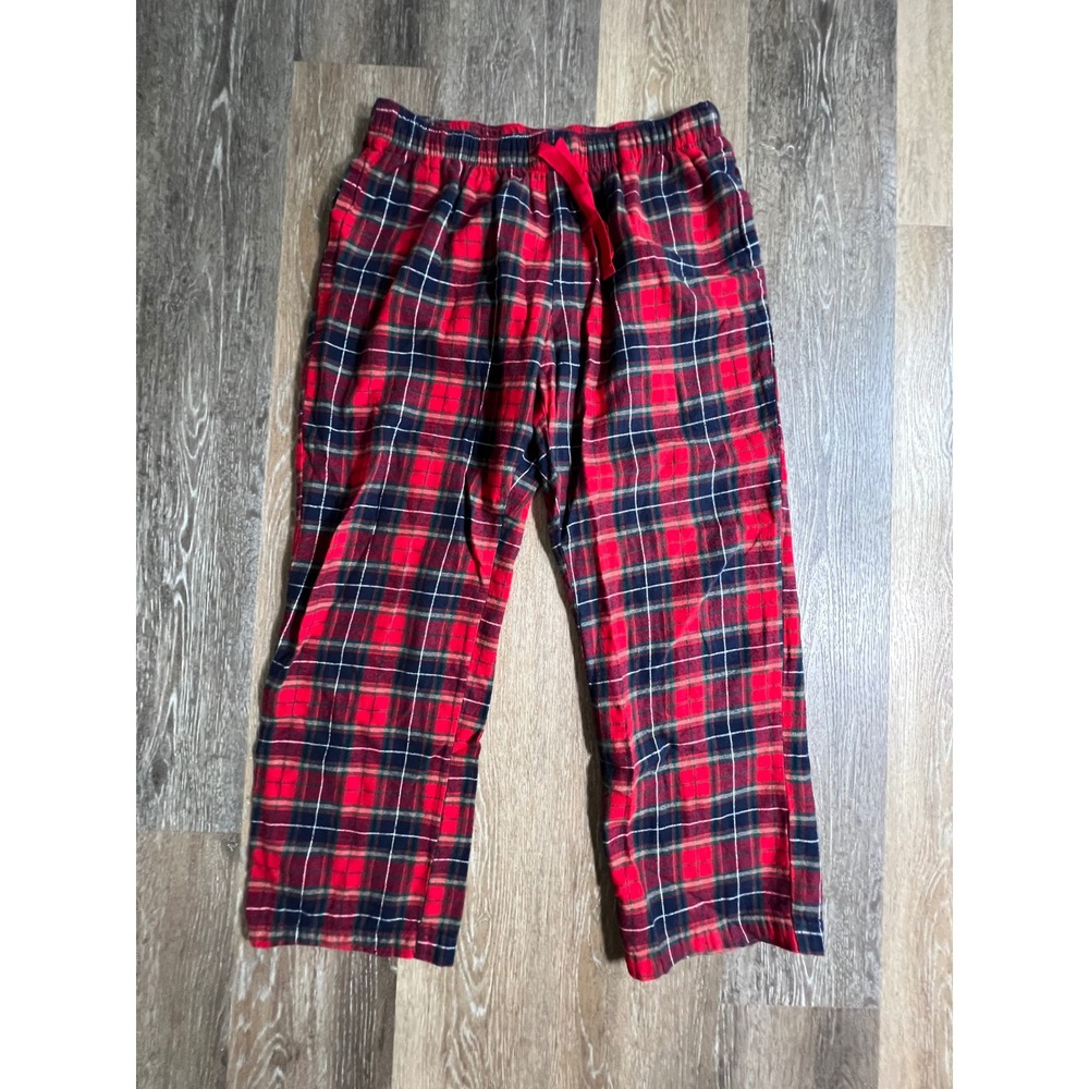 Old Navy Pajama Pants Mens Large Red Plaid Flannel Drawstring Lounge Bottoms